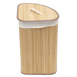 6 Bulk Home Basics Folding Corner Bamboo Hamper With Liner, Natural