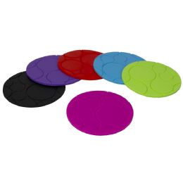 48 Bulk Home Basics NoN-Slip Round Silicone Coasters, MultI-Color