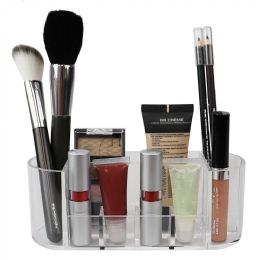 48 Bulk Home Basics Oval Plastic Cosmetic Organizer, Clear