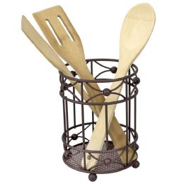 12 Bulk Home Basics Arbor Collection Cutlery Holder With Mesh Bottom And NoN-Skid Feet, OiL-Rubbed Bronze
