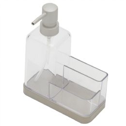 12 Bulk Home Basics 13.5 Oz. Plastic Soap Dispenser With Sponge Compartment, Satin Nickel