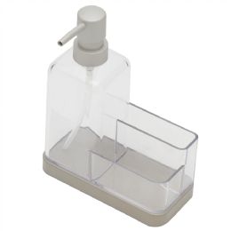 12 Bulk 13.5 Oz. Plastic Soap Dispenser With Sponge Compartment, Satin Nickel