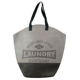 6 Bulk Home Basics Deluxe Service Wash Dry Fold Canvas Laundry Tote, Grey