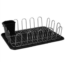 6 Bulk Home Basics Large Capacity Wire Dish Rack, Black