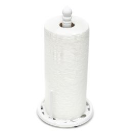 3 Bulk Home Basics Weave Freestanding Cast Iron Paper Towel Holder With Dispensing Side Bar, White