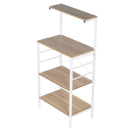 Bulk Home Basics 4 Tier Microwave Stand With Wood Top, White