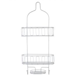 12 Bulk Home Basics Unity 2 Tier Shower Caddy With Bottom Hooks And Center Soap Dish Tray