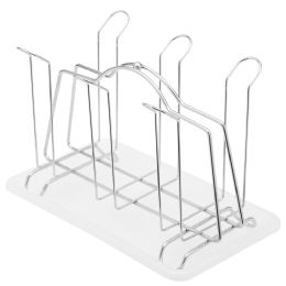 6 Bulk Home Basics Metal Cup Drying Rack With Draining Tray, White