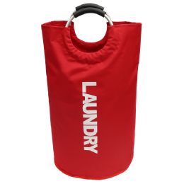 12 Bulk Home Basics Laundry Bag With Soft Grip Handle, Red