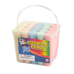 18 Bulk Chalk Sidewalk Jumbo 20ct Bucket W/handle 5ast Colors 4in H