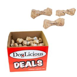 72 Bulk Dog Chew Rawhide Knotted Bone4-5 Inch Peanut Butter In Pdq