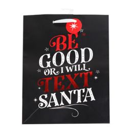 120 Bulk Gift Bag Christmas Be Good I Will Text Santa Red/black 7.5 X 10 X 4.5