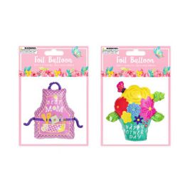 48 Bulk Balloon Foil Mothers Day 2ast Apron/flower Pot W/straw Pb Insrt Inflated 17.72x18.11/18.89x19.69