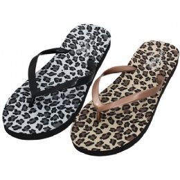 48 Bulk Women's Slipper Soft Printed Leopard Zori