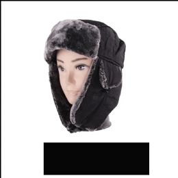 18 Bulk Men Winter Trapper Hat Black Color