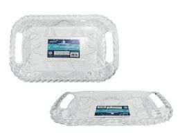 48 Bulk CrystaL-Like Round Tray Clear Plastic 13.5 Inches Dia X 1.25 Inches