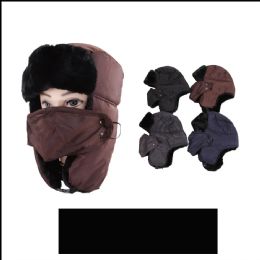 18 Bulk Men Winter Mix Color Trapper Hat With Faux Fur