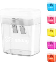 20 Bulk 2-Hole Rectangular Sharpener W/recycle Bin Enday, Gray