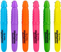 144 Bulk Mini Fluorescent Highlighter With Cap Clip (6/pack)