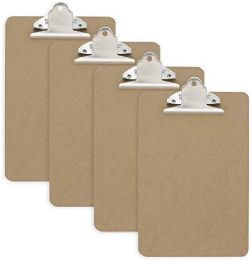 12 Bulk Memo Size Clipbaord W/ Low Profile Clip 6" X 9"