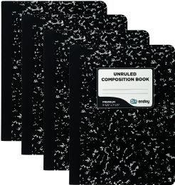 48 Bulk Composition Book Unruled, Black Marble 100 Ct.