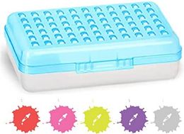 24 Bulk Assorted Color Dots Pencil Case, Blue