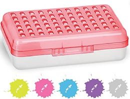 24 Bulk Assorted Color Dots Pencil Case, Red
