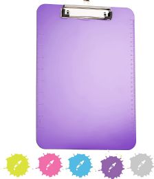 30 Bulk Standard Size Plastic Clipboard With Low Profile Clip, Purple