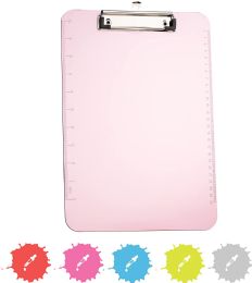 30 Bulk Standard Size Plastic Clipboard With Low Profile Clip, Pink