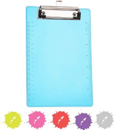40 Bulk Memo Size Plastic Clipboard With Low Profile Clip, Blue