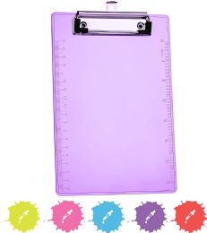 40 Bulk Memo Size Plastic Clipboard With Low Profile Clip, Purple