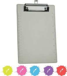 40 Bulk Memo Size Plastic Clipboard With Low Profile Clip, Gray