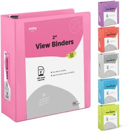 12 Bulk 3" SlanT-D Ring View Binder With 2 Pockets, Pink