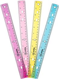 24 Bulk 12" (30cm) Jewel Tones Color Ruler (4/pack)