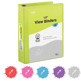 12 Bulk 1.5" O-Ring View Binder With 2-Pockets, Green
