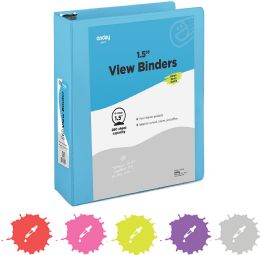 12 Bulk 1.5" O-Ring View Binder With 2-Pockets, Blue