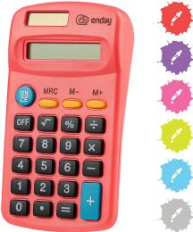 24 Bulk 8-Digit Dual Power Pocket Size Calculator, Red