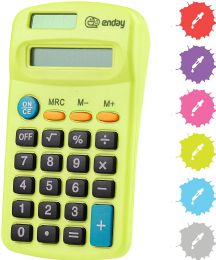 24 Bulk 8-Digit Dual Power Pocket Size Calculator, Green