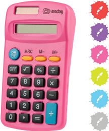 24 Bulk 8-Digit Dual Power Pocket Size Calculator, Pink