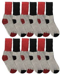 36 Bulk Yacht & Smith Cotton Thermal Crew Socks , Cold Weather Kids Thermal Socks Size 6-8