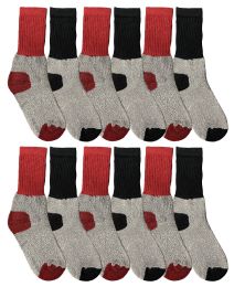 96 Bulk Yacht & Smith Cotton Thermal Crew Socks , Cold Weather Kids Thermal Socks Size 6-8