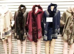 12 Bulk Faux Fur Poncho Coat Oversize Cloak Open Front Full Wrap Shawl 
