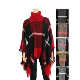 12 Bulk 12 Women's Pullover Sweaters Oversized Turtleneck Sweaters Poncho High Neck Loose Shawl Wrap