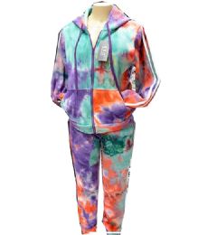 12 Bulk Ladys Tie Die Fleece Thermal Outfit Set