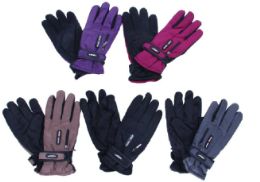 72 Bulk Women's Ski Gloves With Velcro Straps
