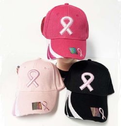 36 Bulk Pink Ribbon Breast Cancer Awareness Cap