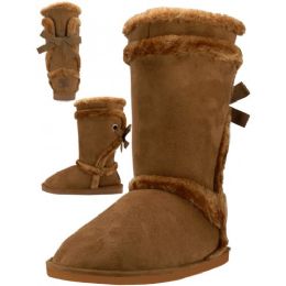 18 Bulk Wholesale Women's Comfortable Microfiber Faux Fur Lining Winter Boots Beige Color