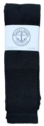 24 Bulk Yacht & Smith Men's Cotton 31 Inch Terry Cushioned Athletic Black Tube Socks Size 13-16