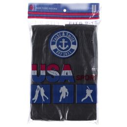 36 Bulk Yacht & Smith Men's Cotton Terry Cushioned Athletic Black Tube Socks Size 10-13