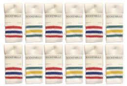 300 Bulk Yacht & Smith Kids Cotton Tube Socks Size 6-8 White With Stripes Bulk Pack